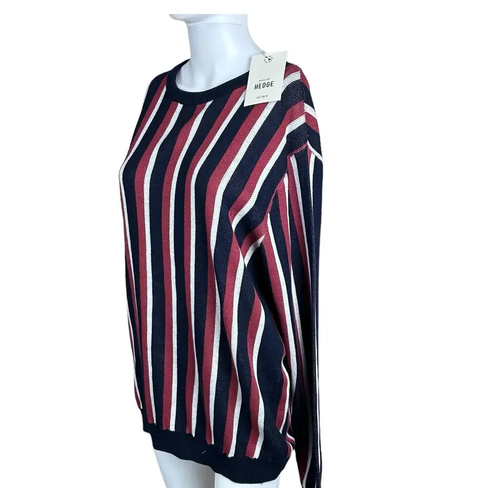 Never Lose Hedge Large 100% Cotton Striped Pullover Sweater - Picture 3 of 8
